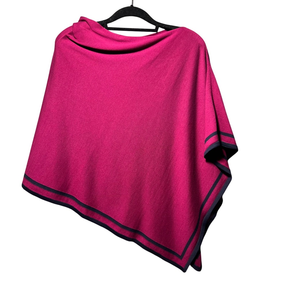 Talbots Fuchsia Pink Cotton Modal Blend‎ Poncho Sweater Cape Small Medium